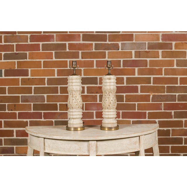 19th Century English Carved Wooden Fragments Made into US-Wired Table Lamps - a Pair For Sale In Atlanta - Image 6 of 12
