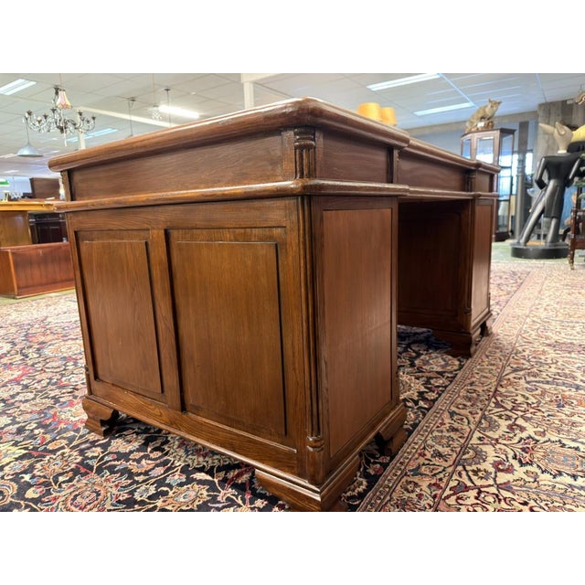 Metal English Chesterfield Desk in Oak For Sale - Image 7 of 18