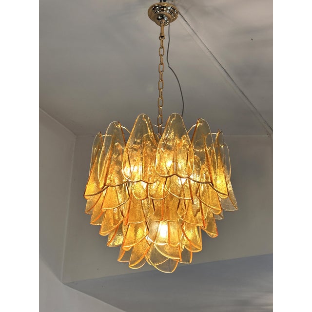 Murano Contemporary Modern Amber "Rondini" Murano Glass Chandelier. For Sale - Image 4 of 7
