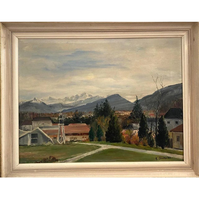 Modern Ernst Suter, Mountains, Oil on Canvas, 1960s For Sale - Image 3 of 8