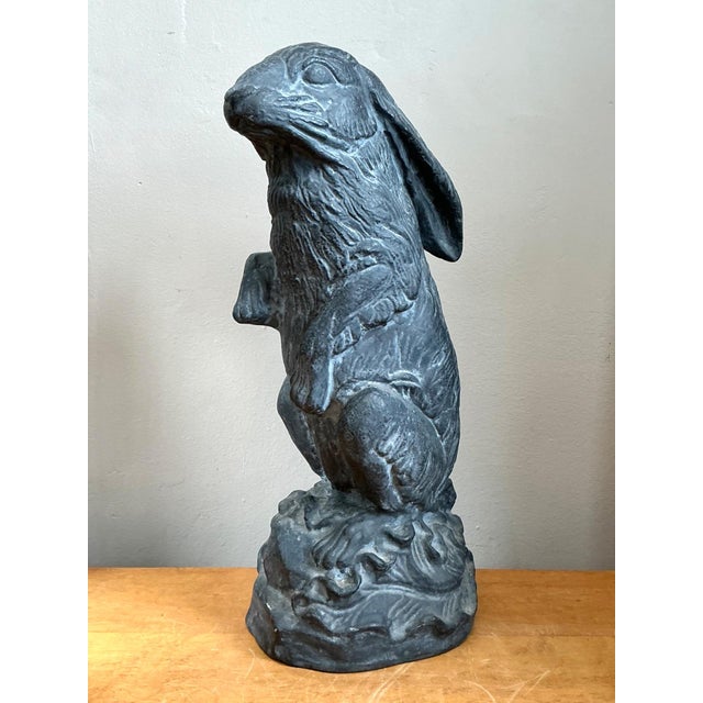 Mid-Century Modern Vintage Cast Ecoplaster Rabbit Sculpture For Sale - Image 3 of 15
