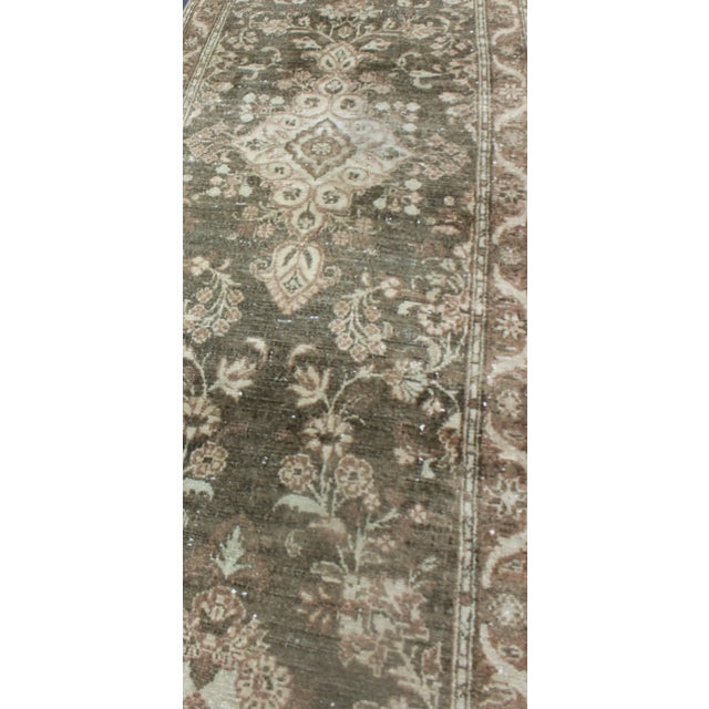 Green Color Very Long Antique Persian Runner With Floral Medallions 2'9 X 22'10 For Sale - Image 4 of 11