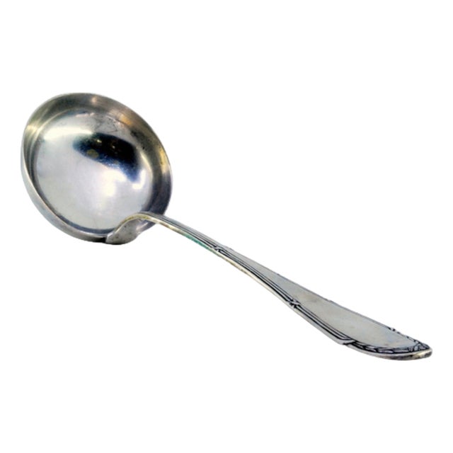 Silver Soup Ladle with Handle Grooves For Sale