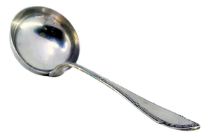 Silver Soup Ladle with Handle Grooves