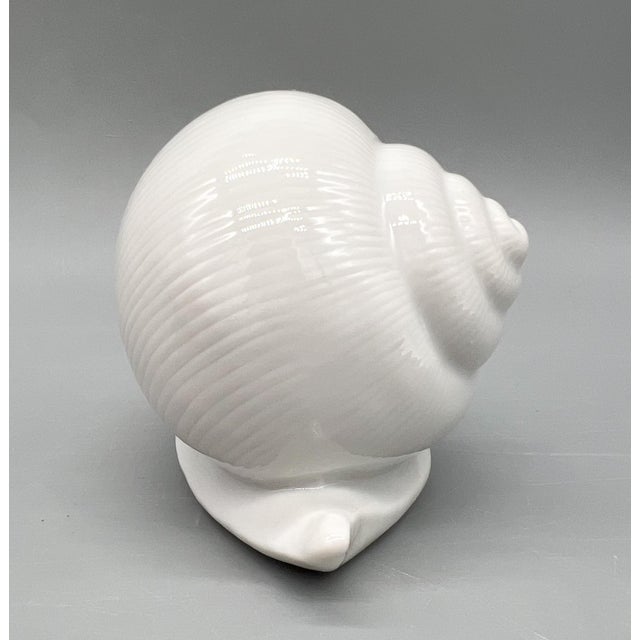 White Large Vintage White Ceramic Snail Figurine – Whimsical Coastal or Cottagecore Decor For Sale - Image 8 of 10