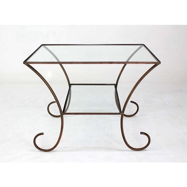 Metal Large Deco Style Solid Brass Serving Console Hall Table circa 1930s Nice Patina For Sale - Image 7 of 7