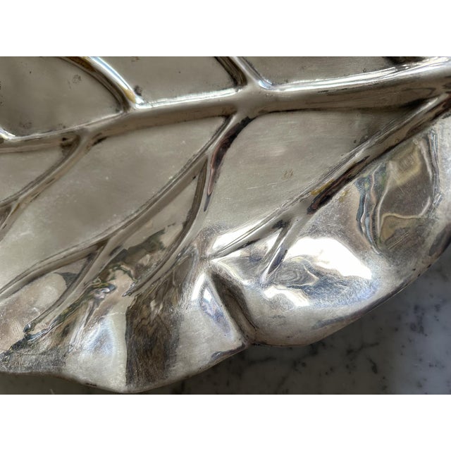 Silver Large Silver-Plated Leaf-Shaped Bowl from Valenti, 1972 For Sale - Image 8 of 14