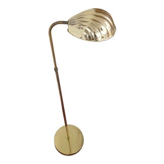 Vintage Adjustable Brass Clamshell Pharmacy Lamp For Sale