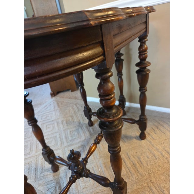 Early 20th Century Antique Edwardian Style Console Parlor Library Table For Sale - Image 5 of 14