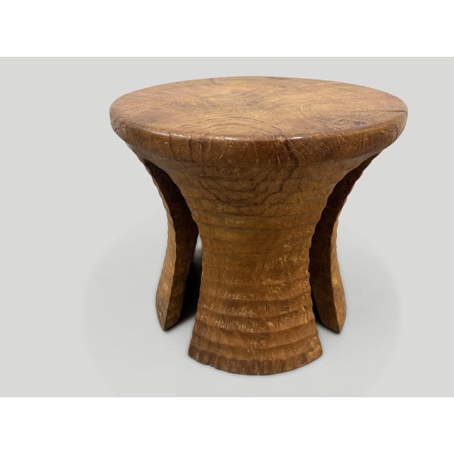 Mid-Century Modern Andrianna Shamaris Sculptural Teak Wood Side Table or Stool For Sale - Image 3 of 6