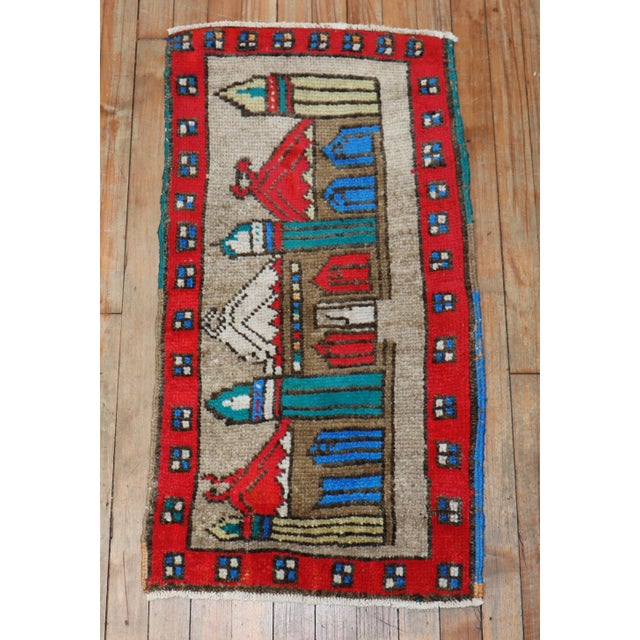 Contemporary Vintage Turkish Mosque Pictorial Rug For Sale - Image 3 of 6