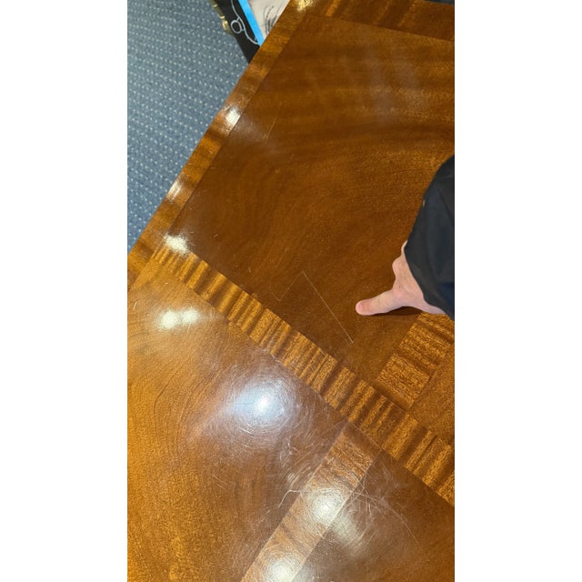 1980s Baker Furniture Chippendale Style Mahogany & Parquetry Square Coffee Table For Sale - Image 12 of 13