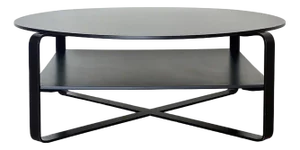 Round Wooden and Lacquered Metal Coffee Table, 1970s