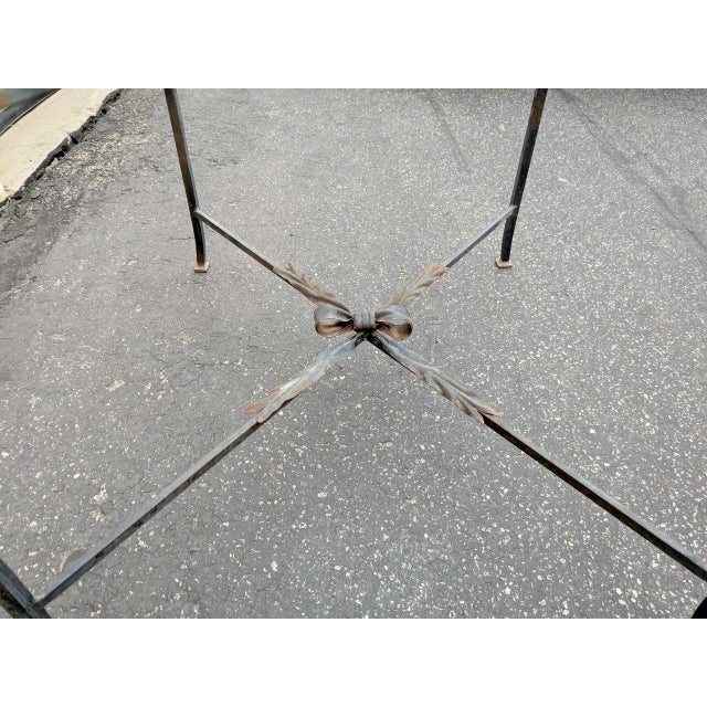 Metal Vintage French Neoclassical Wrought Iron & Glass Center Table in the Manner of Maison Jansen For Sale - Image 7 of 8