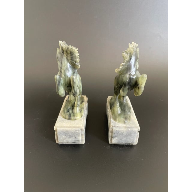 Chinese Vintage Chinese Fine Carving Soapstone Running Horse Statues - a Pair For Sale - Image 3 of 12