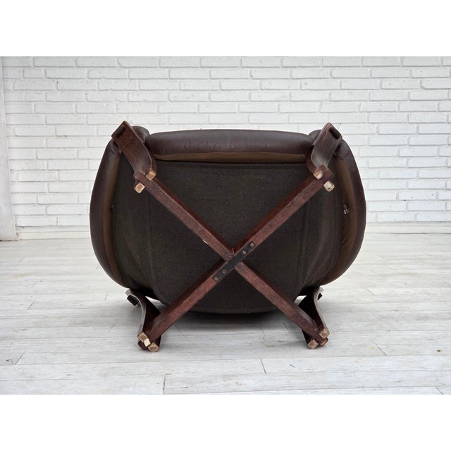 Scandinavian Lounge Chair in Furniture Leather and Oak, 1970s For Sale - Image 18 of 18