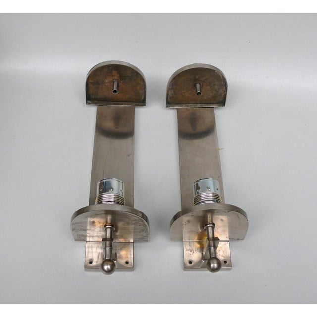 Art Deco Wall Lights in Nickel-Plating, 1930s, Set of 2 For Sale - Image 16 of 18