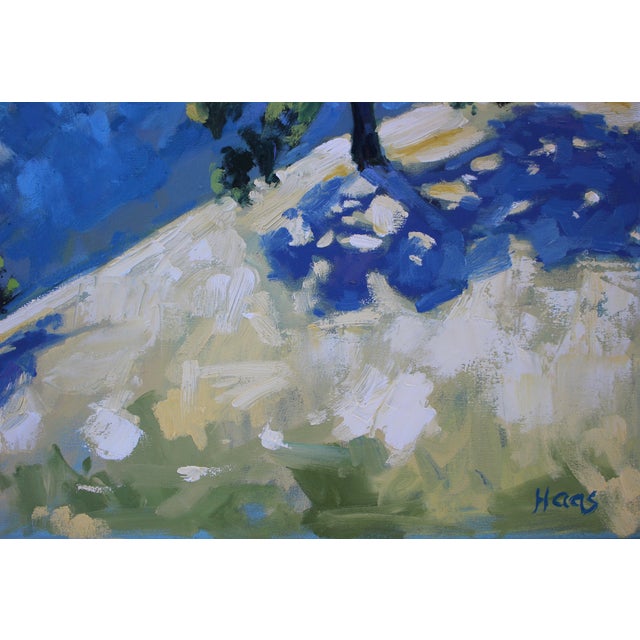 Contemporary Oil Painting, Golden Hills & Oaks Landscape by L Haas For Sale - Image 4 of 11