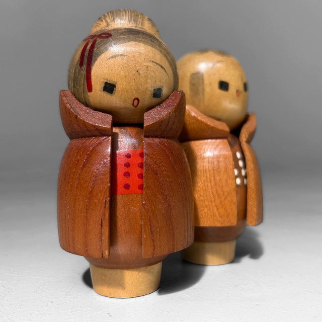 Vintage Kawaii Kokeshi Dolls, Japan, 1970s, Set of 2 For Sale - Image 4 of 7