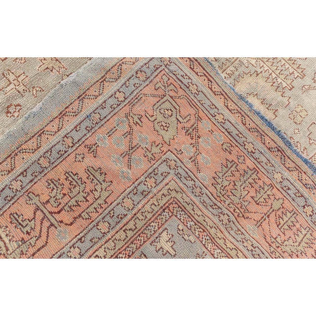 Green 1920s Turkish Oushak Rug For Sale - Image 8 of 9