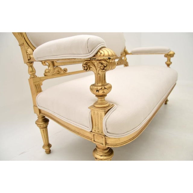 Swedish Empire Giltwood Settee, 1880s For Sale - Image 11 of 14