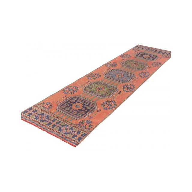 Mid-Century Modern Decorative Vintage Turkish Runner Rug - 2`11" X 11`4" For Sale - Image 3 of 6