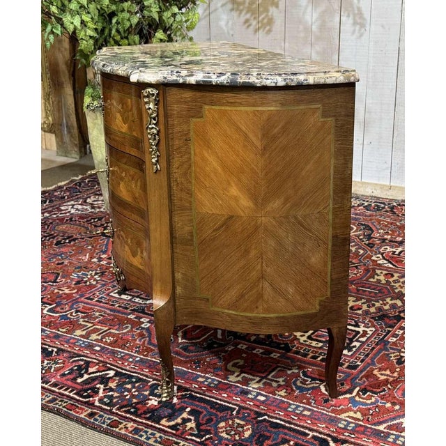 Louis XV Commode in Rosewood, Oak and Marble Top, 1960s For Sale - Image 18 of 18