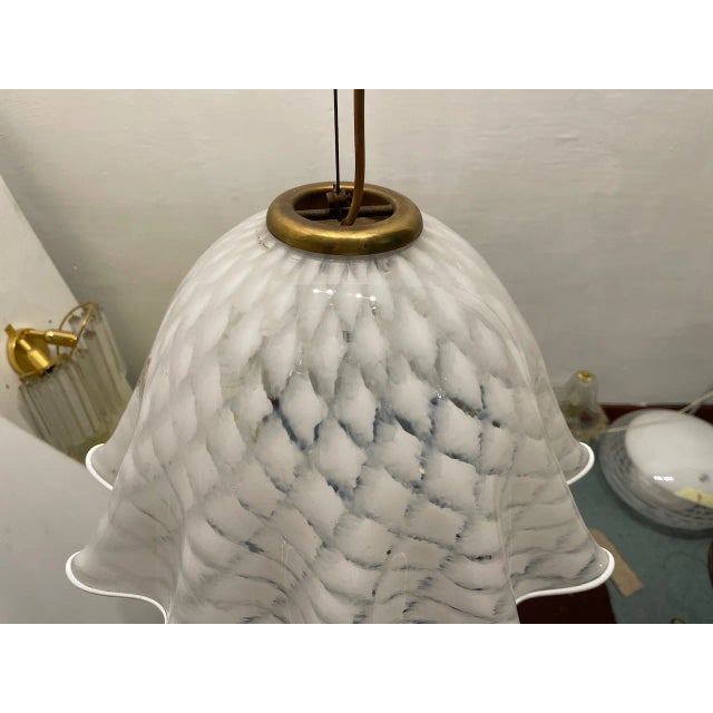 White Murano Glass Pendant, 1970s For Sale - Image 8 of 9