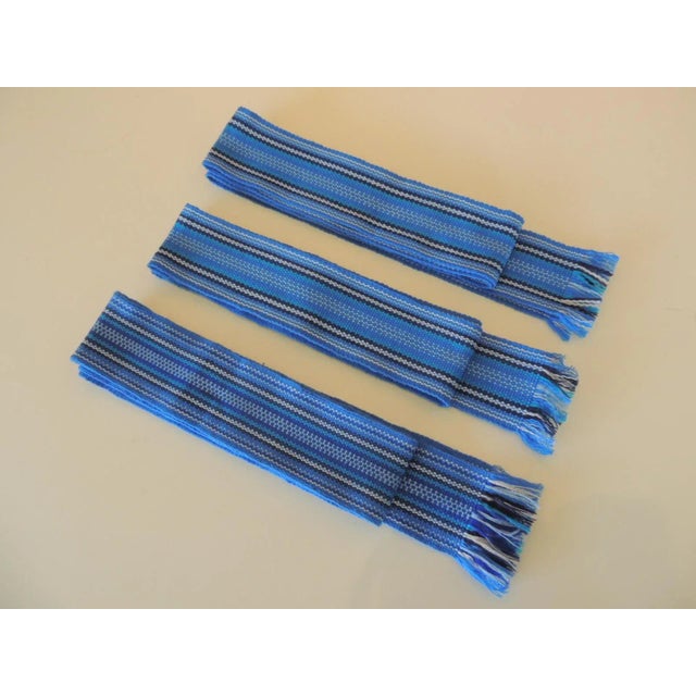 Textile Blue and White Woven Ukrainian Ribbons/Belts Ribbons - Set of 4 For Sale - Image 7 of 8