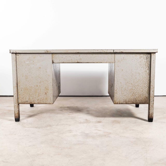 Industrial Steel Double Drawer Desk, 1950s For Sale - Image 9 of 14
