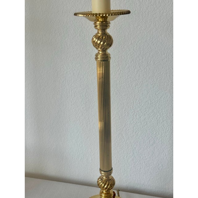 1960s Mid Century Attributed to Frederick Cooper Brass Candlestick Style Table Lamps on Tripodal Legs With Paw Feet For Sale In Austin - Image 6 of 11