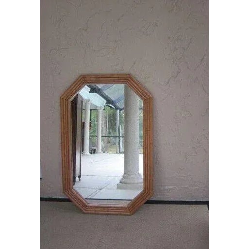 1980s Vintage Hollywood Regency Style Rattan Bamboo Octagonal Wall Mirror For Sale - Image 13 of 13