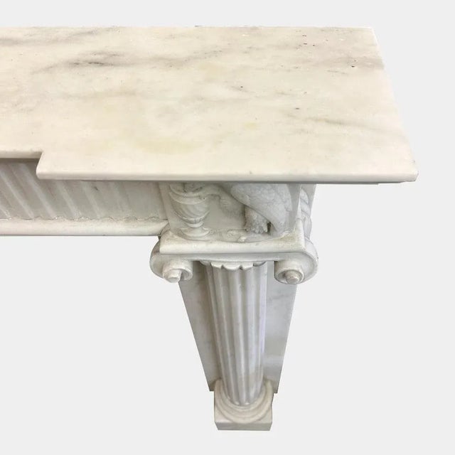 White English Regency Statuary White Marble Columned Fireplace Mantel, 1820s For Sale - Image 8 of 9