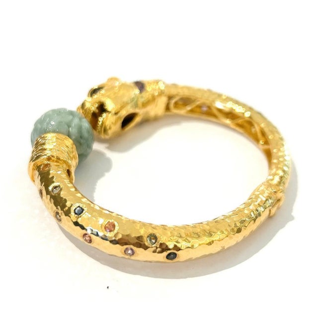 Bochic "Orient" Vintage South Sea Pearl & Sapphire Bangle - 18K Gold & Silver For Sale - Image 18 of 18