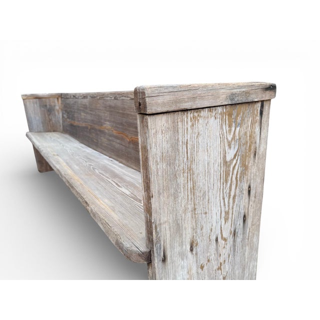 Early 20th-Century Farmhouse Pine Pew Bench – 89" For Sale - Image 10 of 11