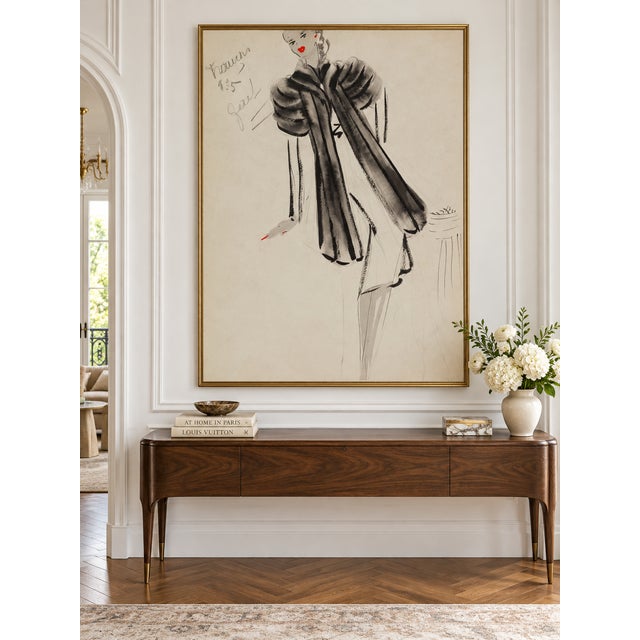 Art Deco Vintage French Fashion Art Print – Black Banded Coat Illustration, 12" X 16" For Sale - Image 3 of 9