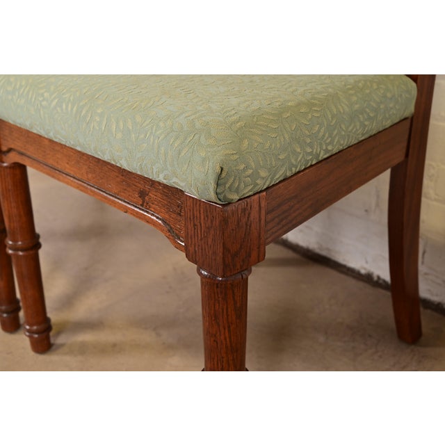 Brown Henredon Style Mid-Century Hollywood Regency Carved Oak and Cane Bamboo Form High Back Side Chairs or Dining Chairs, Pair For Sale - Image 8 of 11