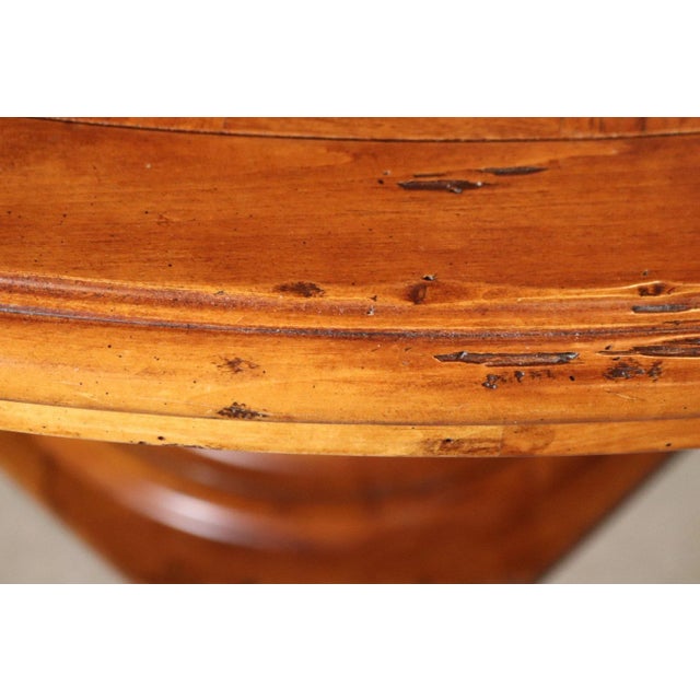 Transitional Vintage Guy Chaddock Style Round Herringbone Parquetry Dining Table For Sale - Image 3 of 12