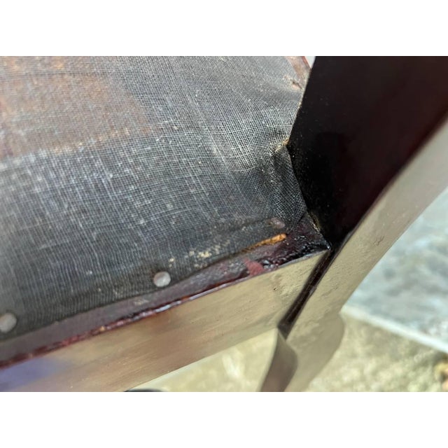 Wood 19th Century Antique Victorian Style Mahogany Marquetry Inlaid Needlepoint Side Chair For Sale - Image 7 of 12