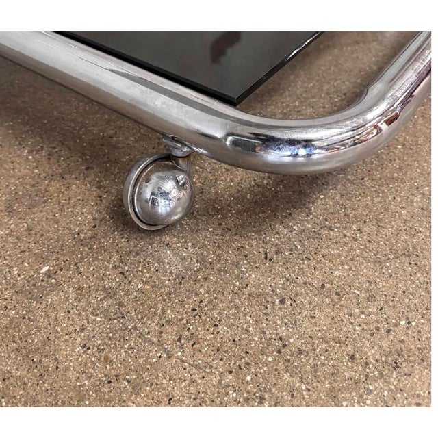 1970s Vintage Italian Chrome Bar Cart For Sale - Image 5 of 10