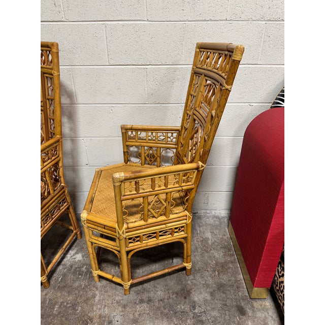 Vintage Boho Coastal Bamboo Arm Dining Chairs - A Pair For Sale - Image 10 of 12