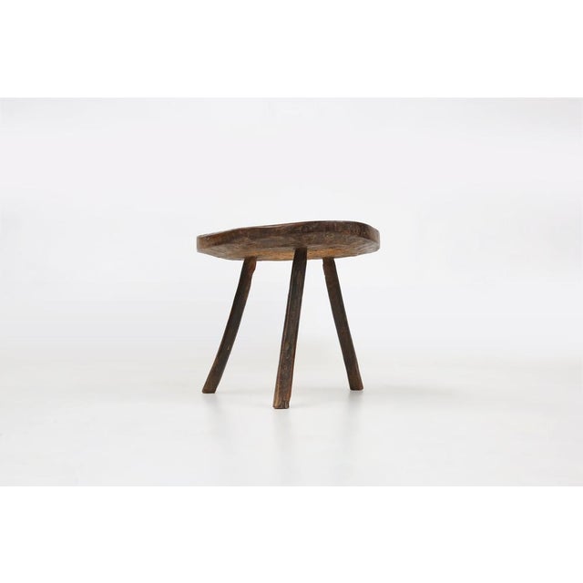 Brutalist French Oak Tripot Stool, 1850 For Sale - Image 10 of 12