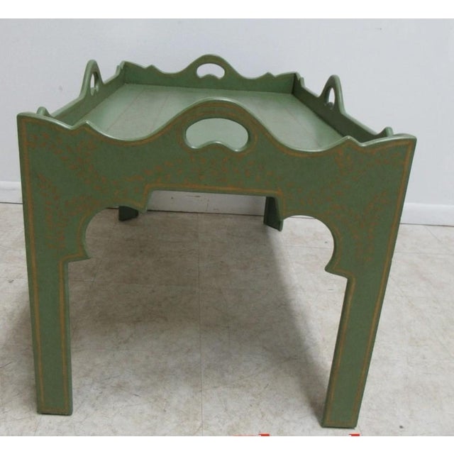 1990s Niermann Weeks Paint Decorated Parson Tray Top Serving Coffee Table For Sale - Image 9 of 12