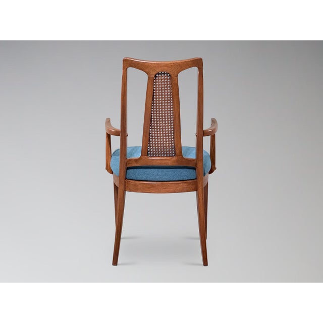 Restored Vintage Walnut and Cane Dining Chairs Set of 6 For Sale In Milwaukee - Image 6 of 11
