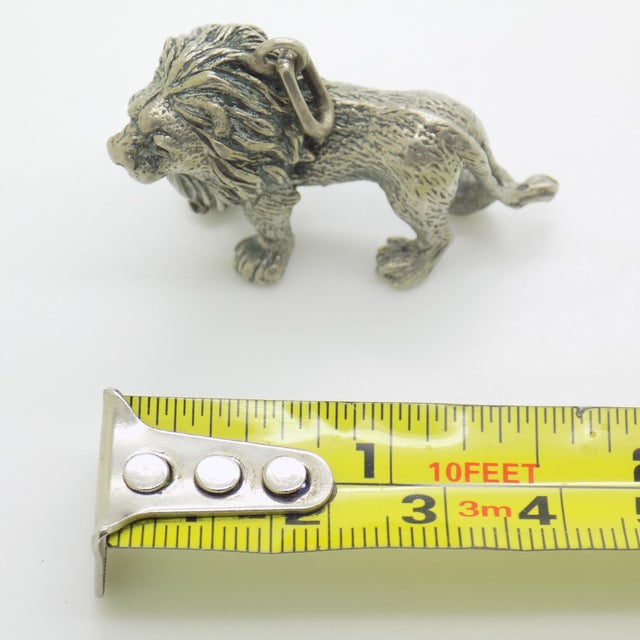 Vintage Italian Handmade Genuine Silver Lion Detailed Figurine / Sculpture / Pendant For Sale - Image 10 of 10