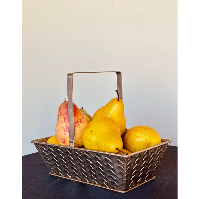 Metal 1970s Silver Latticework Basket For Sale - Image 7 of 7