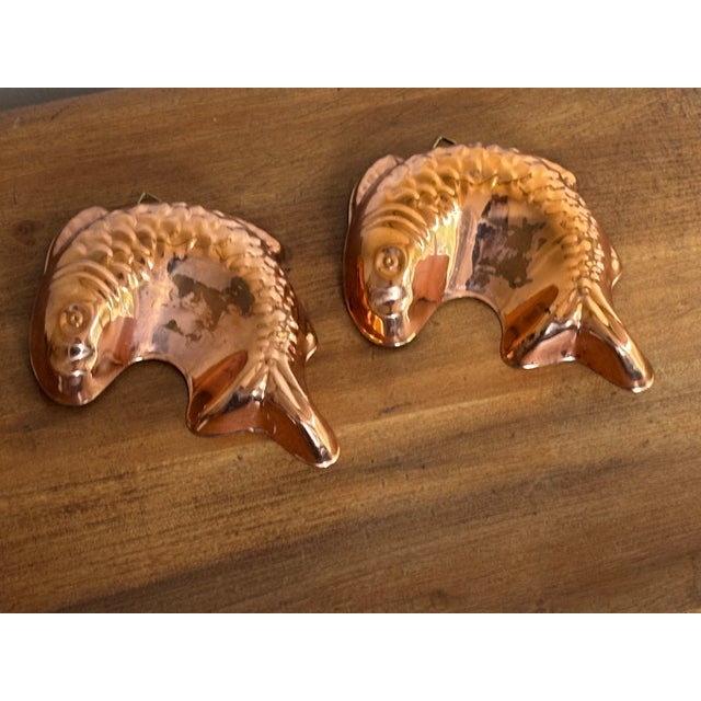 Mid 20th Century Vintage French Country Copper Fish Molds, a Pair For Sale - Image 5 of 5