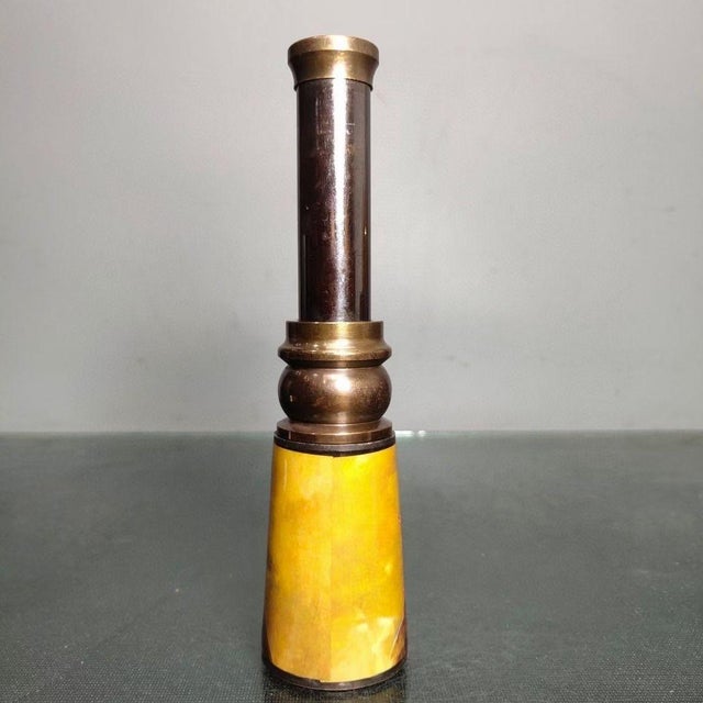 Early 20th Century Vintage Style Brass and Wood Telescope With Box and Art Panel For Sale - Image 5 of 9