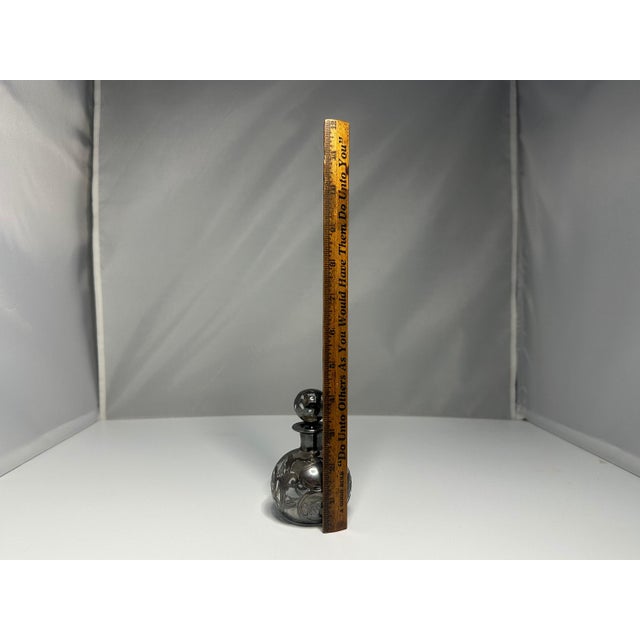 Art Nouveau Sterling Silver Overlay Perfume Bottle: Floral Design For Sale - Image 9 of 10