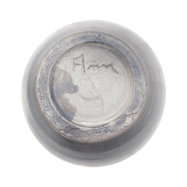 Gray Ann Hurley Signed California Raku Fired Crackle Studio Pottery Vase For Sale - Image 8 of 9